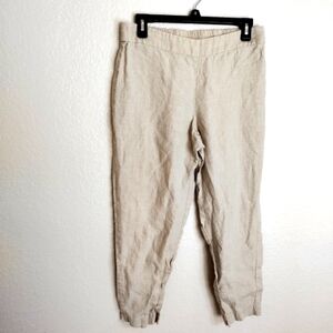 Eileen Fisher pull on organic linen straight leg pants sz S petite
